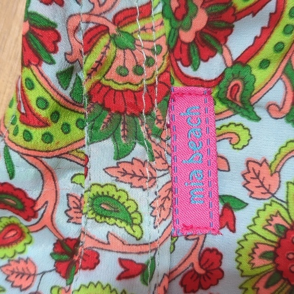 Mia Beach Boutique Silk Blend Hippie Floral  Boho Blouse button Up Shirt ~M - Picture 4 of 8